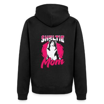 Sheltie Mom Dog Shetland Sheepdog Lover Gift - Unisex Premium Organic Zip Hoodie - black - Back - Nico (187cm)