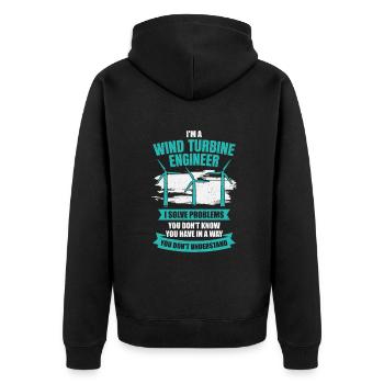 I'm A Wind Turbine Engineer Engineering Gift - Unisex Premium Bio Zip Hoodie - Schwarz - Hinten - Nico (187cm)