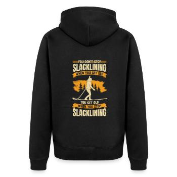 Slacklining Old Man Slackline Slackliner Gift - Unisex Premium Organic Zip Hoodie - black - Back - Nico (187cm)