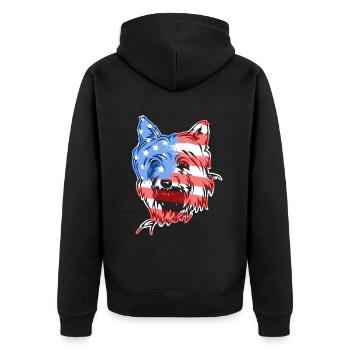 Silky Terrier Silky Terrier Flag - Unisex Premium Organic Zip Hoodie - black - Back - Nico (187cm)