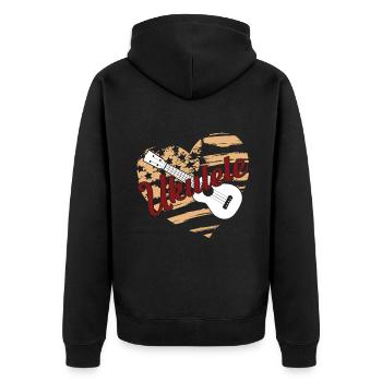 Ukulele Ukulele Flag - Unisex Premium Organic Zip Hoodie - black - Back - Nico (187cm)