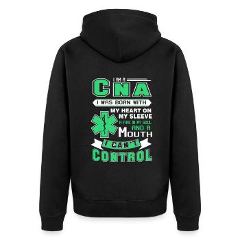CNA I Am A CNA - Unisex Premium Organic Zip Hoodie - black - Back - Nico (187cm)