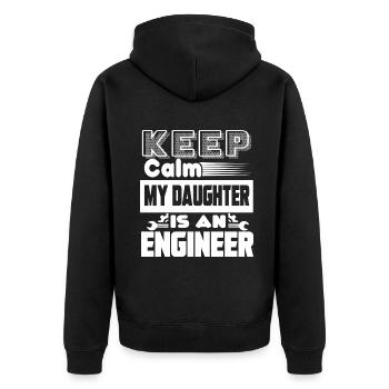 Engineer Keep Calm My Daughter Is An Engineer - Unisex Premium Organic Zip Hoodie - black - Back - Nico (187cm)
