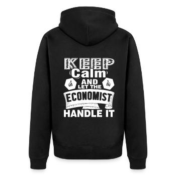Economist Let Economist Handle It - Unisex Premium Organic Zip Hoodie - black - Back - Nico (187cm)