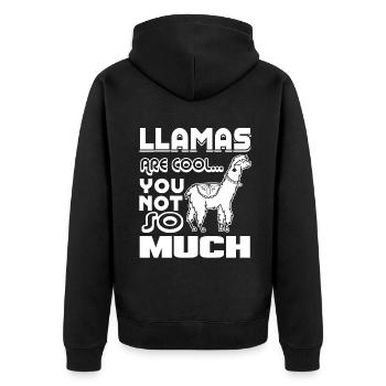 Llama Llamas Are Cool - Unisex Premium Organic Zip Hoodie - black - Back - Nico (187cm)