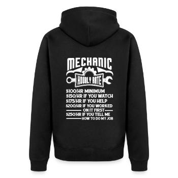 Mechanic Mechanic Hourly Rate - Unisex Premium Organic Zip Hoodie - black - Back - Nico (187cm)