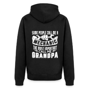 Mechanic Mechanic Grandpa - Unisex Premium Organic Zip Hoodie - black - Back - Nico (187cm)