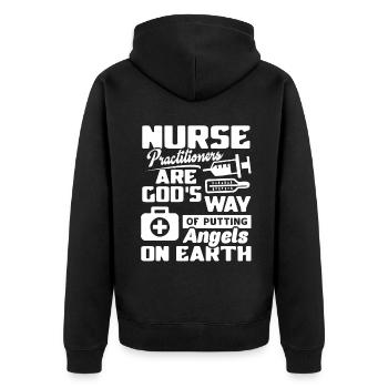 Nurse Practitioner Nurse Practitioner Angels - Unisex Premium Organic Zip Hoodie - black - Back - Nico (187cm)