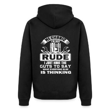 Mechanic Mechanic I Am Not Rude - Unisex Premium Organic Zip Hoodie - black - Back - Nico (187cm)