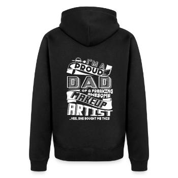 Makeup Artist Proud Makeup Artist Dad - Unisex Premium Organic Zip Hoodie - black - Back - Nico (187cm)