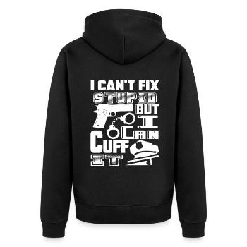 Police Officer Police Officer Can Cuff It - Unisex Premium Organic Zip Hoodie - black - Back - Nico (187cm)