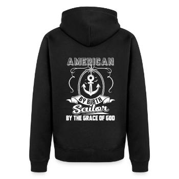 Sailor Sailor By The Grace Of God - Unisex Premium Organic Zip Hoodie - black - Back - Nico (187cm)