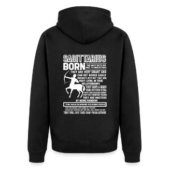 Sagittarius Sagittarius Born - Unisex Premium Organic Zip Hoodie - black - Back - Nico (187cm)