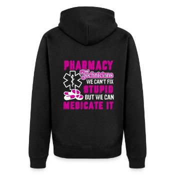 Pharmacy Technician Pharmacy Technician Can't Fix - Unisex Premium Organic Zip Hoodie - black - Back - Nico (187cm)