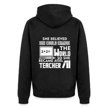 Teacher Teacher Changed The World - Unisex Premium Organic Zip Hoodie - black - Back - Nico (187cm)