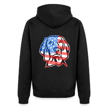 Vizsla Vizsla Flag Face - Unisex Premium Organic Zip Hoodie - black - Back - Nico (187cm)