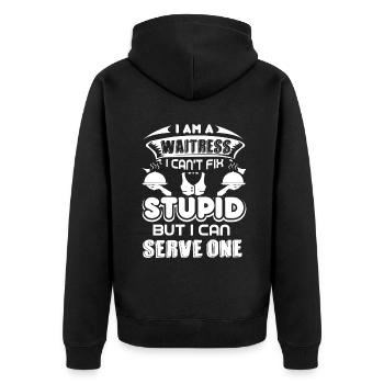 Waitress Waitress Can Serve One - Unisex Premium Organic Zip Hoodie - black - Back - Nico (187cm)