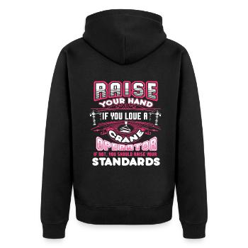 Crane Operator Love A Crane Operator - Unisex Premium Organic Zip Hoodie - black - Back - Nico (187cm)