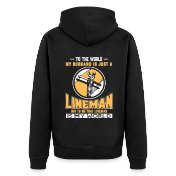 Lineman Lineman is My World - Unisex Premium Organic Zip Hoodie - black - Back - Nico (187cm)