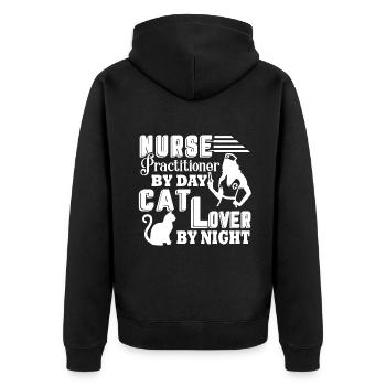 Nurse Practitioner Nurse Practitioner Cat Lover - Unisex Premium Organic Zip Hoodie - black - Back - Nico (187cm)