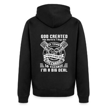 Mechanic Mechanic I'm A Big Deal - Unisex Premium Organic Zip Hoodie - black - Back - Nico (187cm)
