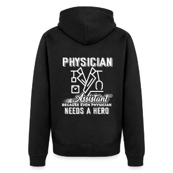 Physician Assistant Physician Assistant Hero - Unisex Premium Organic Zip Hoodie - black - Back - Nico (187cm)