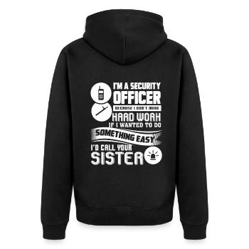 Security Officer Security Officer Hard Work - Unisex Premium Organic Zip Hoodie - black - Back - Nico (187cm)