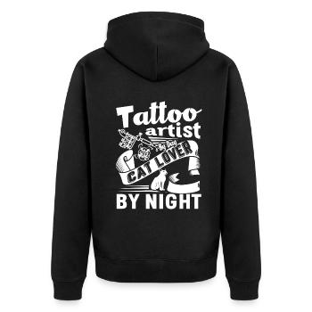 Tattoo Artist Tattoo Artist Cat Lover - Unisex Premium Organic Zip Hoodie - black - Back - Nico (187cm)