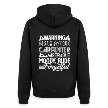Carpenter Grumpy Old Carpenter - Unisex Premium Organic Zip Hoodie - black - Back - Nico (187cm)