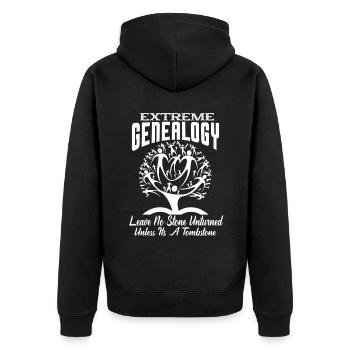 Genealogy Extreme Genealogy - Unisex Premium Organic Zip Hoodie - black - Back - Nico (187cm)