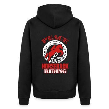 Horseback Riding Peace Love And Horseback Riding - Unisex Premium Organic Zip Hoodie - black - Back - Nico (187cm)
