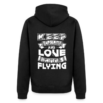 Kite Flying Keep Calm and Love Kite Flying - Unisex Premium Organic Zip Hoodie - black - Back - Nico (187cm)