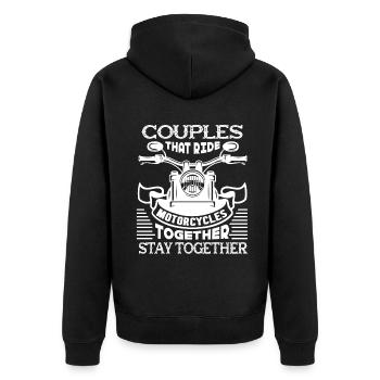 Motorcycle Couples That Ride Motorcycles Together - Unisex Premium Organic Zip Hoodie - black - Back - Nico (187cm)