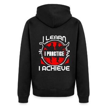 Taekwondo Taekwondo I Learn I Practice I Achieve - Unisex Premium Organic Zip Hoodie - black - Back - Nico (187cm)