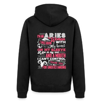 Aries I'm An Aries Woman Horoscope - Unisex Premium Organic Zip Hoodie - black - Back - Nico (187cm)