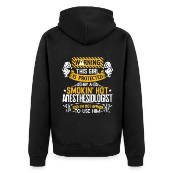 This Girl Is Protected By Anesthesiologist - Unisex Premium Organic Zip Hoodie - black - Back - Nico (187cm)