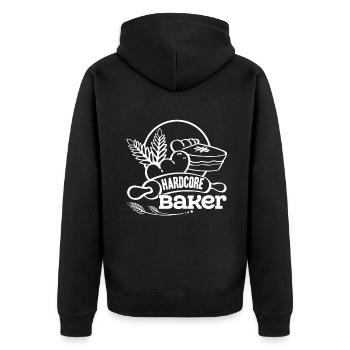 Baker Hardcore Baker - Unisex Premium Organic Zip Hoodie - black - Back - Nico (187cm)