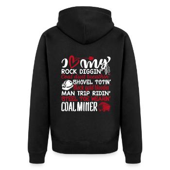 Coal Miner I Love My Coal Miner - Unisex Premium Organic Zip Hoodie - black - Back - Nico (187cm)