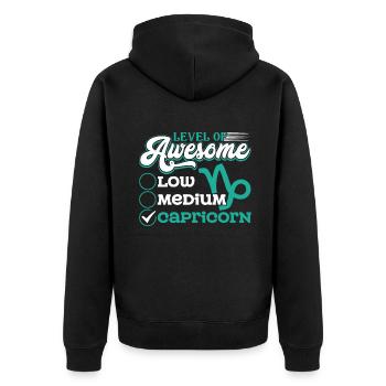 Capricorn Level Of Awesome Capricorn - Unisex Premium Organic Zip Hoodie - black - Back - Nico (187cm)