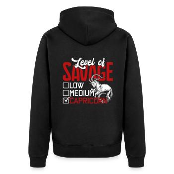 Capricorn Level Of Savage Capricorn - Unisex Premium Organic Zip Hoodie - black - Back - Nico (187cm)