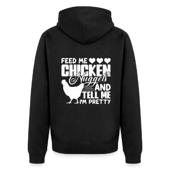 Chicken Feed Me Chicken Nuggets - Unisex Premium Organic Zip Hoodie - black - Back - Nico (187cm)