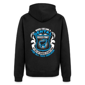 Dental Assistant I Became A Dental Assistant - Unisex Premium Organic Zip Hoodie - black - Back - Nico (187cm)