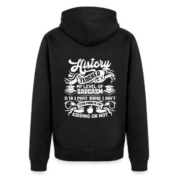 History Teacher I Am A History Teacher - Unisex Premium Organic Zip Hoodie - black - Back - Nico (187cm)