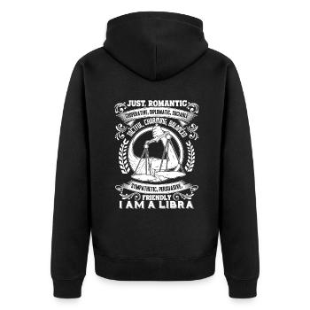 Libra Proud To Be A Libra - Unisex Premium Organic Zip Hoodie - black - Back - Nico (187cm)