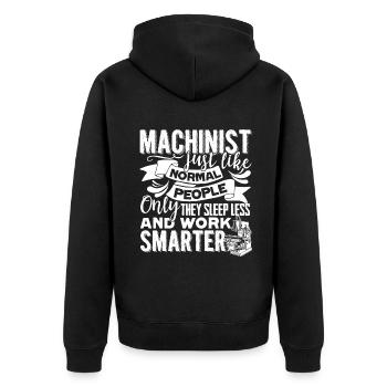 Machinist Machinist Sleep Less And Work Smarter - Unisex Premium Organic Zip Hoodie - black - Back - Nico (187cm)