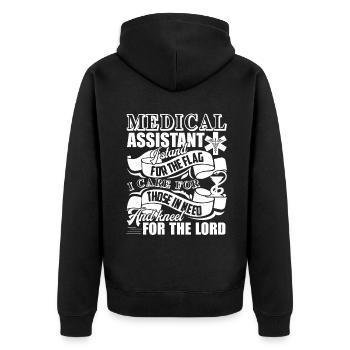 Medical Assistant I Stand For The Flag - Unisex Premium Organic Zip Hoodie - black - Back - Nico (187cm)