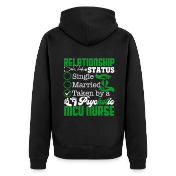 Nicu Nurse Relationship Status - Unisex Premium Organic Zip Hoodie - black - Back - Nico (187cm)