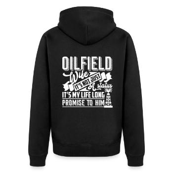 Oilfield Wife It's Not Just A Status - Unisex Premium Organic Zip Hoodie - black - Back - Nico (187cm)