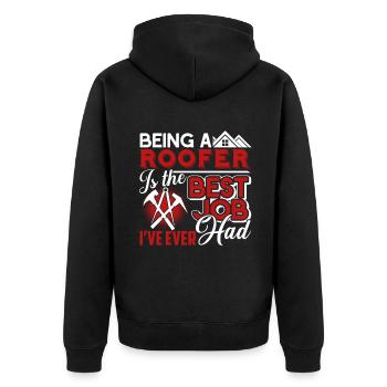 Roofer Roofer Best Job Ever - Unisex Premium Organic Zip Hoodie - black - Back - Nico (187cm)