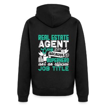 Real Estate Real Estate Agent Job Title - Unisex Premium Organic Zip Hoodie - black - Back - Nico (187cm)